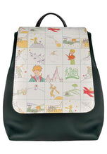 Load image into Gallery viewer, Le Petit Prince Rucksack, DOGO &quot;Life in Squares Le Petite Prince&quot; Backpack with Fold over Flap, Licensed Product, Vegan, Handmade.
