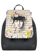 Load image into Gallery viewer, drawstring backpack, Small Walking Backpack, DOGO &quot;Music On World Off&quot; Small Back Bag, Vegan Small Daypack, Handmade by Best Turkish Manufacturer.
