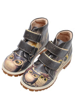 Load image into Gallery viewer, Kids Ankle Boot, DOGO &quot;Owl Family&quot; Kids Ankle Boot, Vegan Chelsea Boot, Handmade by Best Turkish Shoes Manufacturer.
