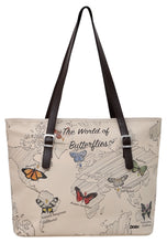 Load image into Gallery viewer, Beach Bag. Summer Bag, DOGO &quot;The World of Butterflies&quot; Beach Bag, Vegan Shoulder Strap Bag, Handmade by Best Turkish Manufacturer.
